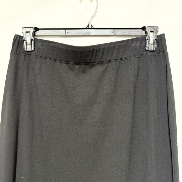 Eileen Fisher Skirt Women Medium Black Pull On Knit Midi Classic Career Workwear - Picture 4 of 8